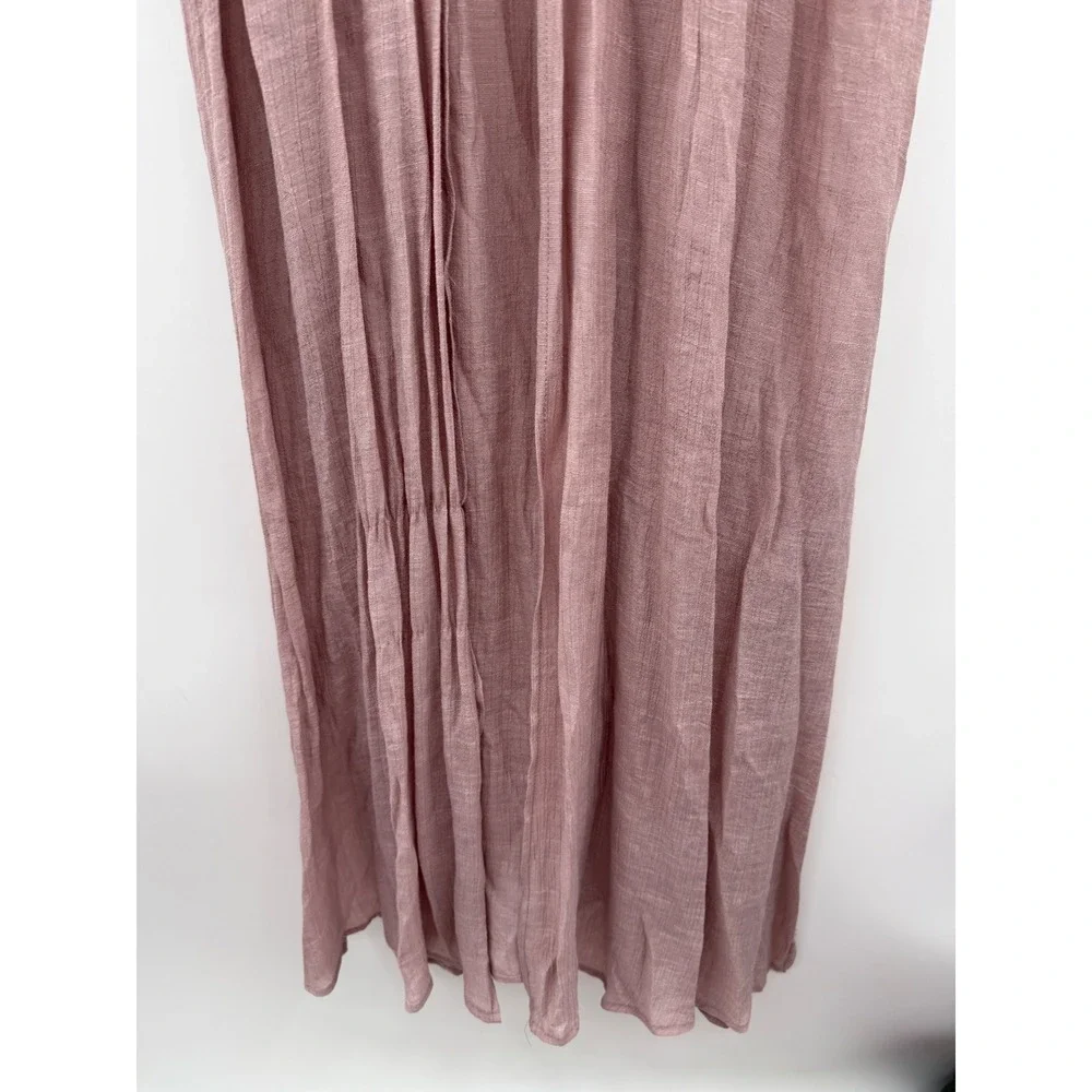 Alya Duster Cardigan L/XL Dusty Rose Lace Trim Boho‎ Open Front Maxi Kimono - Picture 3 of 13
